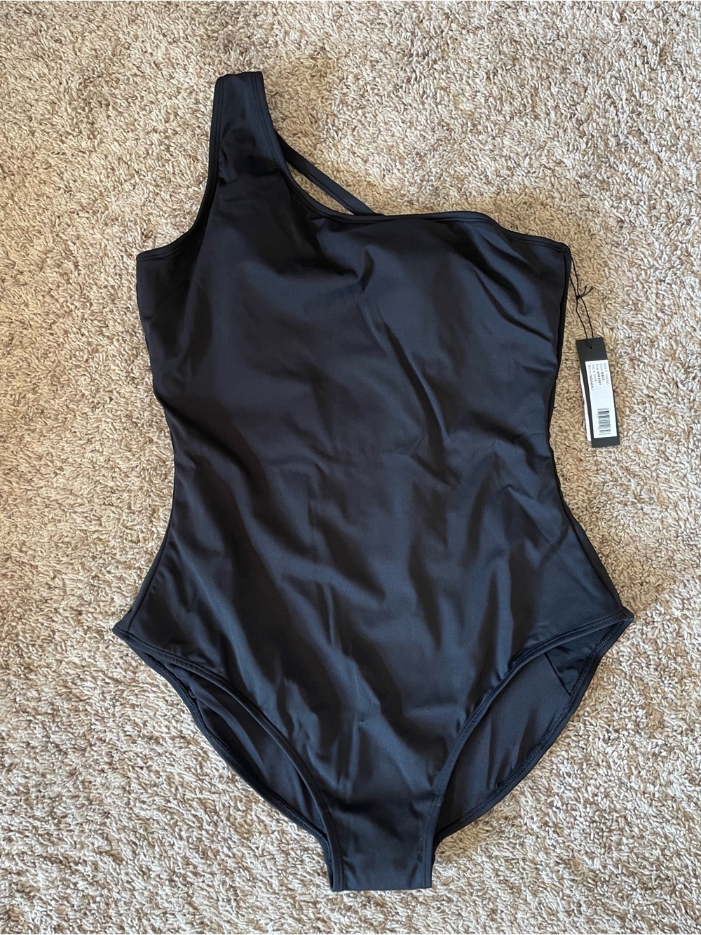 NWT TA3 One Sidey One Shoulder Swimsuit Black XL Short Lace-Up Back